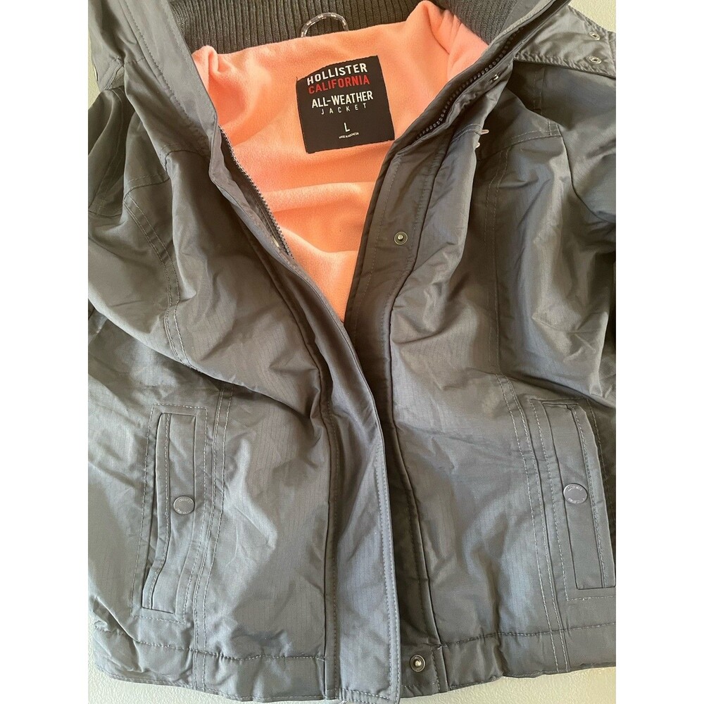 Hollister California All Weather Jacket Womens L Black Coral Fleece Lined Coat